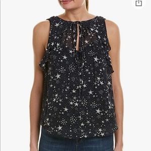 Velvet by Graham & Spencer Lyra Navy Star Print Sleeveless Blouse—Size Large